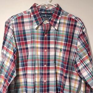 Men’s Button Down Dress Shirt by Polo Ralph Lauren (Multi, Plaid)